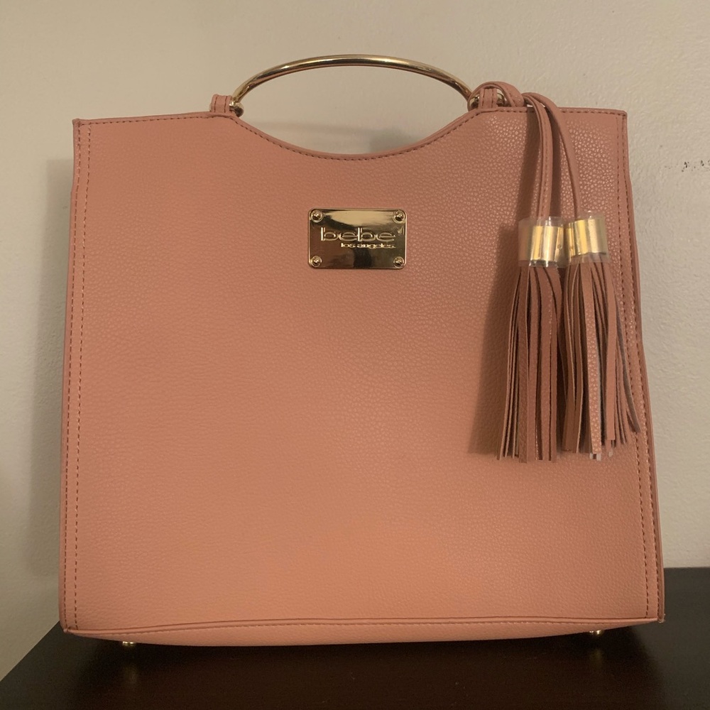 Bebe Handbag Black Gold Handles